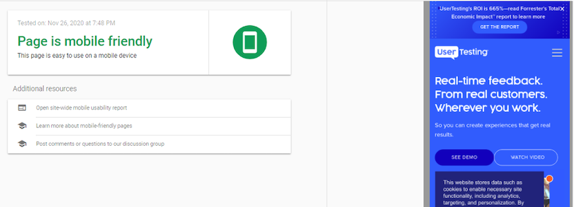 mobile-friendly test tool