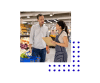 Image of man and woman talking in a grocery store
