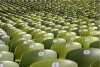 Hundreds of rows of green seats for research screeners