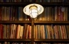 Lightbulb with bookshelves in the background