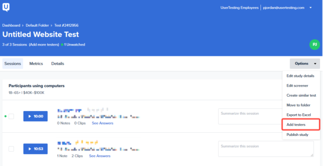 Add testers