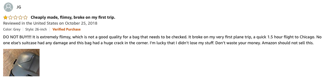 Customer review on Amazon