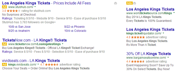 Google search results - AdWords