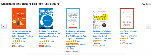 Gestalt product design principles: continuity example: Amazon