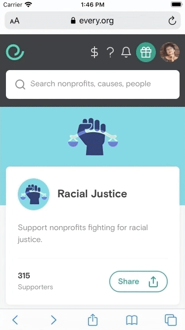 Every.org Like feature