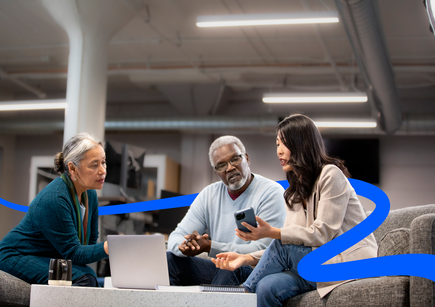 Executives reviewing insights as a group