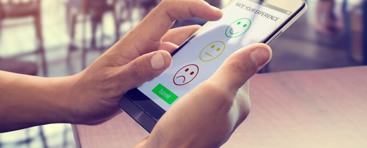 person giving a NPS rating on a mobile phone