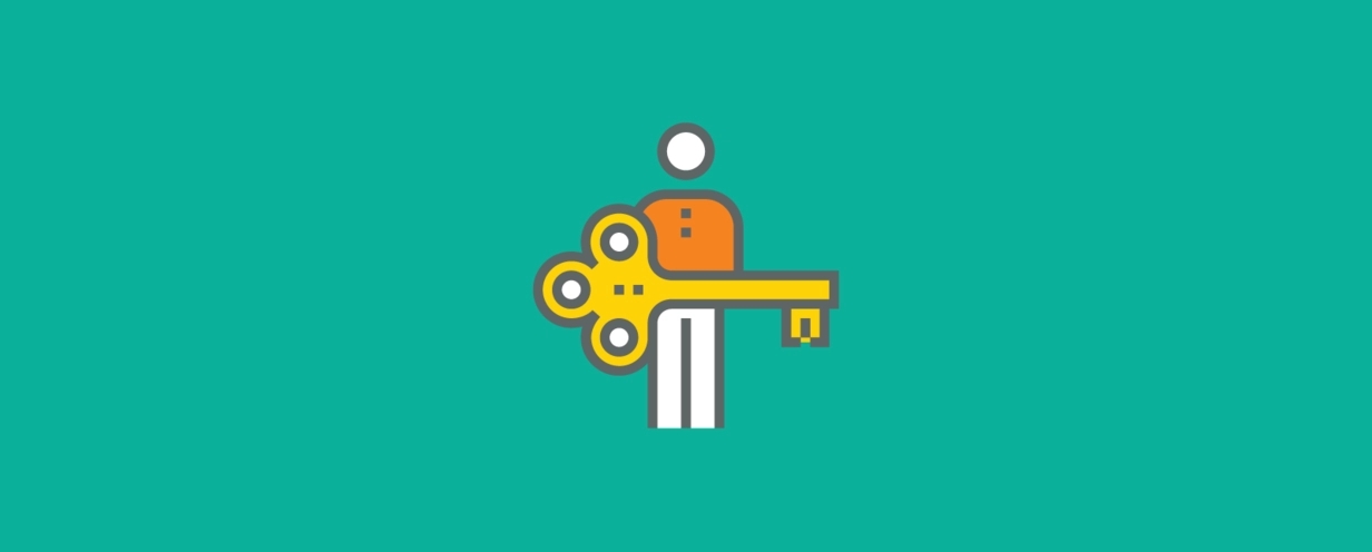 Illustration of a person holding a large key