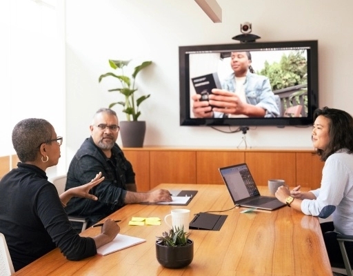 Workers on video conference
