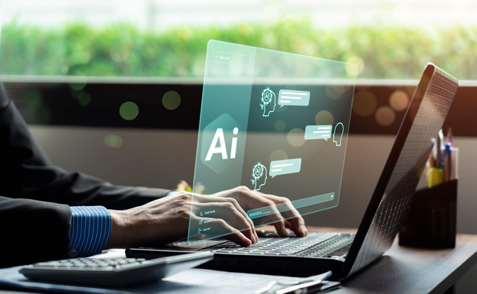 Professional using generative AI at work