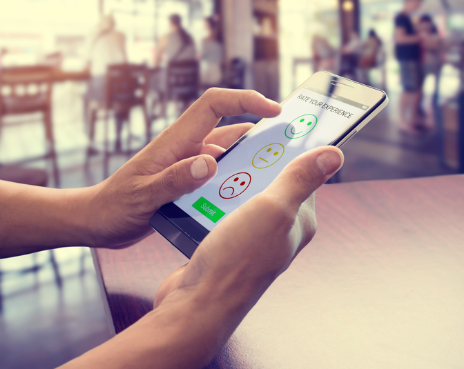 person giving a NPS rating on a mobile phone