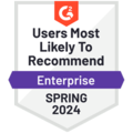 G2 Spring 2024 - Enterprise - Users most likely to recommend