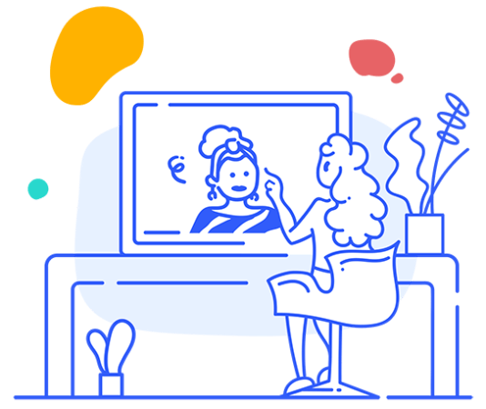 illustration of woman at a desktop