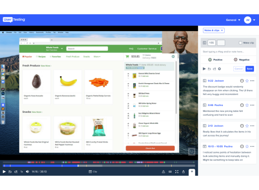 video screen share of user testing