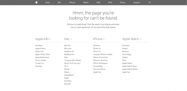 Apple 404 error page