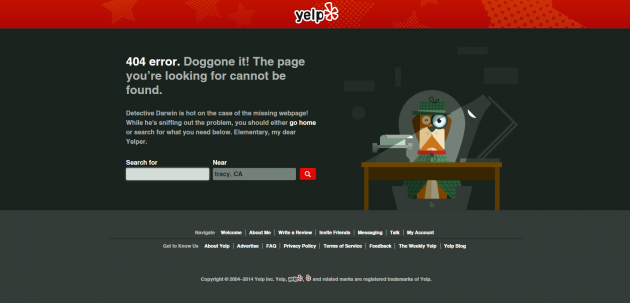Yelp 404 error page