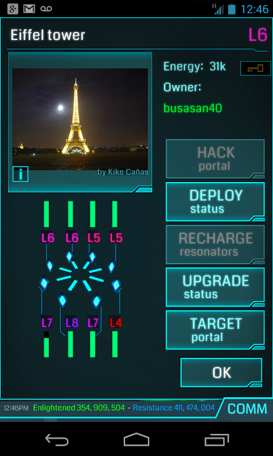 Ingress screenshot: Eiffel Tower