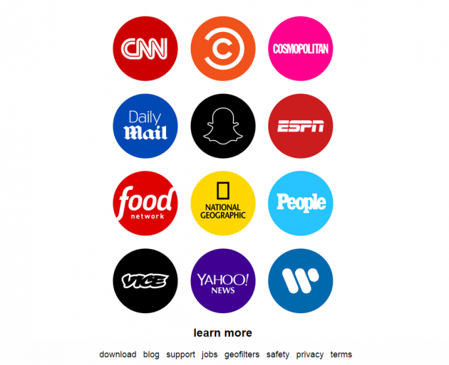 Snapchat homepage