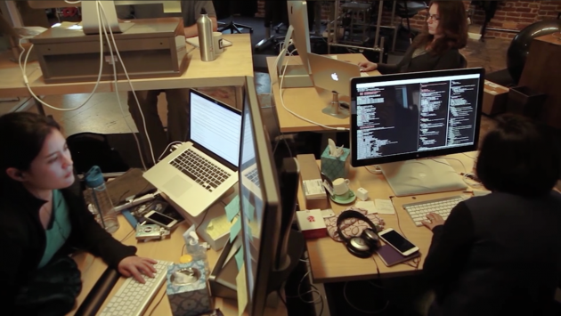 Engineers working in the Quip office