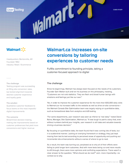 UserTesting success story: Walmart Canada